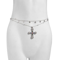 Thumbnail for Trendy 2pcs Rhinestone Inlaid Cross Pendant Sequin Tassel Belly Chain Set - ArtGalleryZen