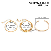 Thumbnail for Trendy 3pcs Gold Silver Plated Cable Chain Bangle Bracelet Set - ArtGalleryZen