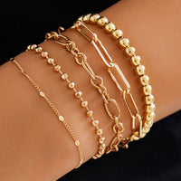 Thumbnail for Trendy 5pcs Gold Plated Ball Chain Bracelet Set - ArtGalleryZen