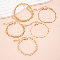 Thumbnail for Trendy 5pcs Gold Plated Ball Chain Bracelet Set - ArtGalleryZen