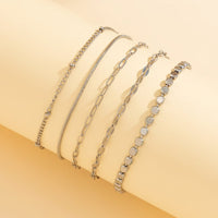 Thumbnail for Trendy 5pcs Gold Silver Plated Cable Chain Bracelet Set - ArtGalleryZen