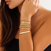 Thumbnail for Trendy 6pcs Gold Plated Knotted Cable Chain Bangle Bracelet Set - ArtGalleryZen