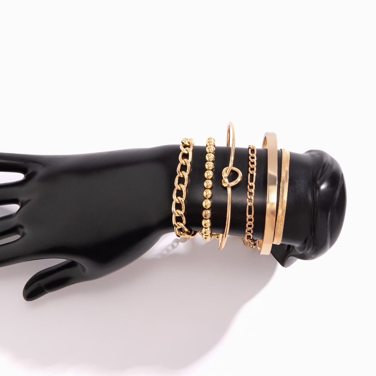 Trendy 6pcs Gold Plated Knotted Cable Chain Bangle Bracelet Set - ArtGalleryZen