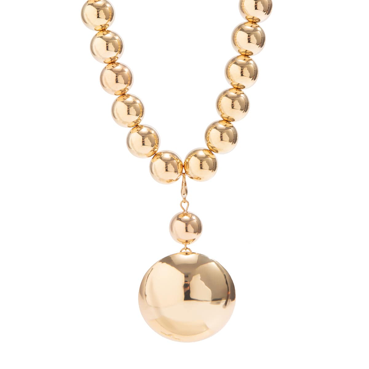 Trendy Chunky Gold Silver Tone Ball Pendant Choker Necklace - ArtGalleryZen
