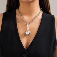 Thumbnail for Trendy Chunky Heart Pendant Cable Chain Necklace - ArtGalleryZen