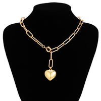 Thumbnail for Trendy Chunky Heart Pendant Cable Chain Necklace - ArtGalleryZen