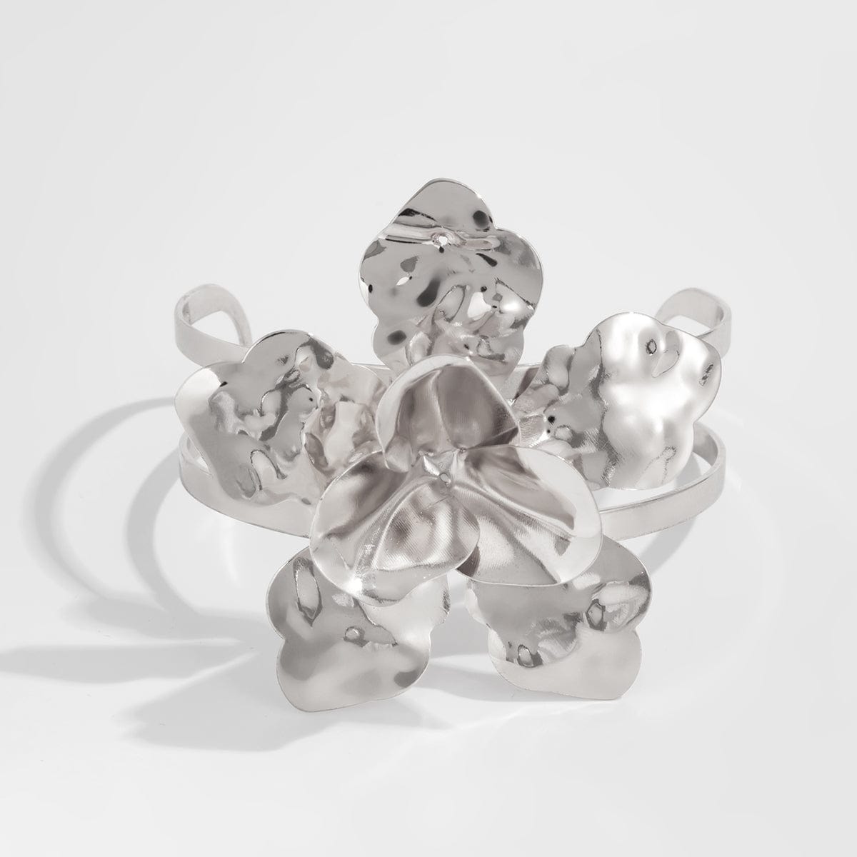 Trendy Chunky Textured Flower Arm Cuff - ArtGalleryZen