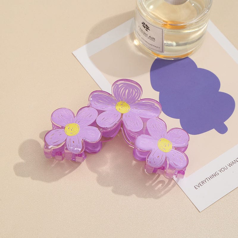 Trendy Colorful Hand-drawn Painting Flower Hair Clip - ArtGalleryZen