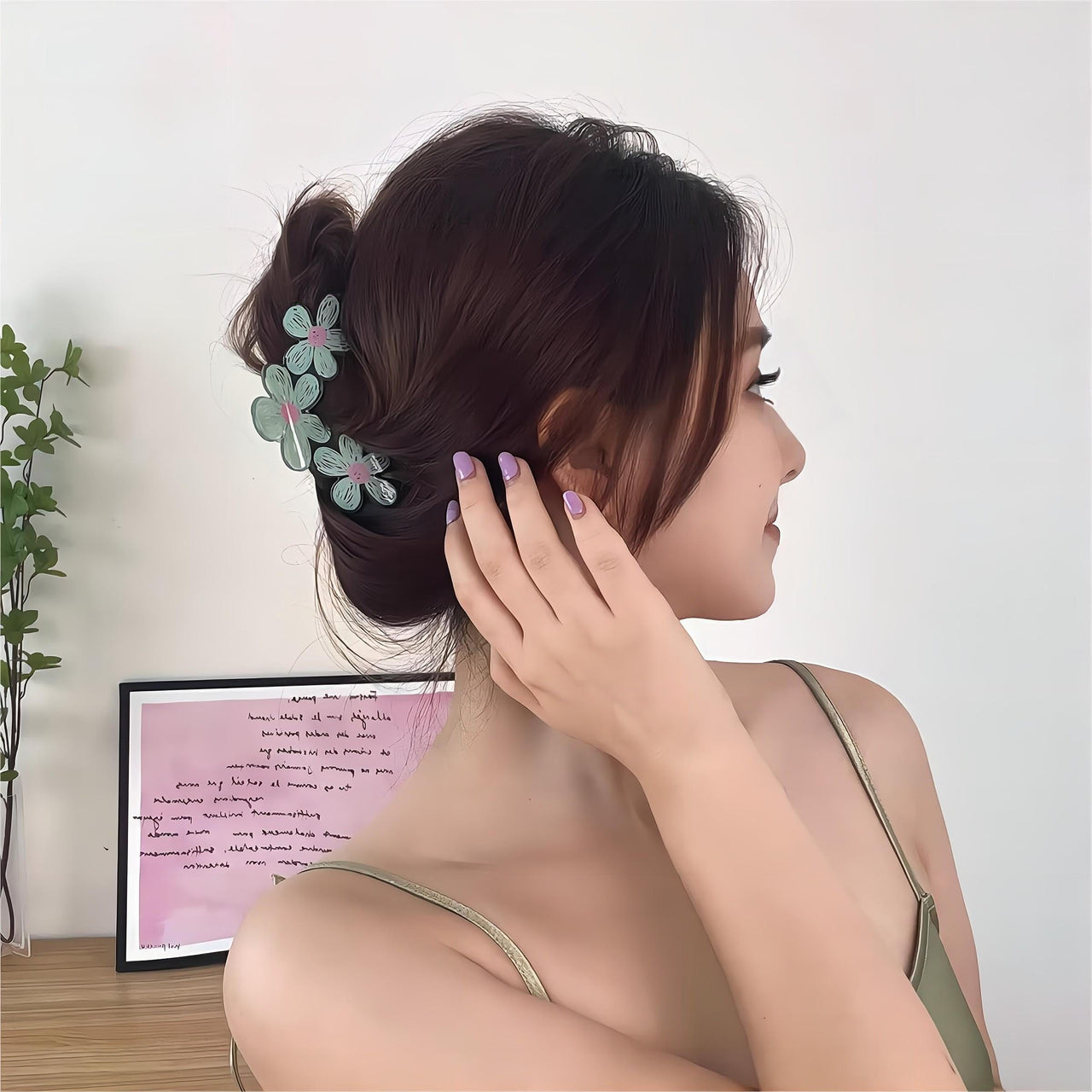Trendy Colorful Hand-drawn Painting Flower Hair Clip - ArtGalleryZen