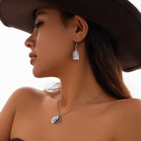 Thumbnail for Trendy Cowboy Hat Boot Pendnat Necklace Earrings Set - ArtGalleryZen