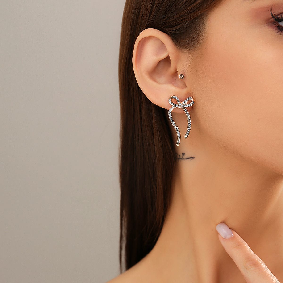 Trendy Crystal Inlaid Bowknot Earrings - ArtGalleryZen