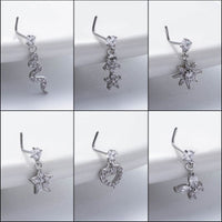 Thumbnail for Trendy CZ Inlaid Snake Heart Butterfly Dangle Stainless Steel Nose Piercing Nose Stud - ArtGalleryZen