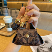Thumbnail for Trendy Flower Plaid Tassel Leather Coin Purse Mini Keychain Bag - ArtGalleryZen