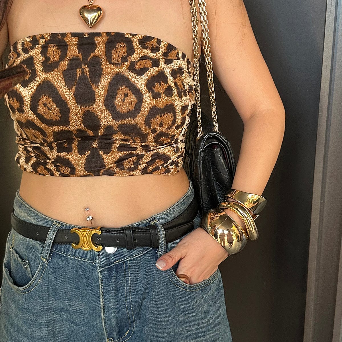 Trendy Geometric Glossy Open Bangle Bracelet - ArtGalleryZen