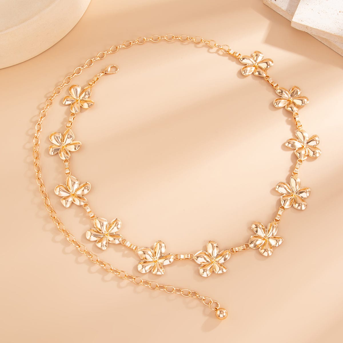 Trendy Gold Plated Flower Waist Chain - ArtGalleryZen