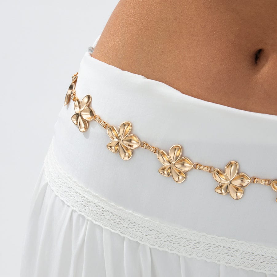 Trendy Gold Plated Flower Waist Chain - ArtGalleryZen