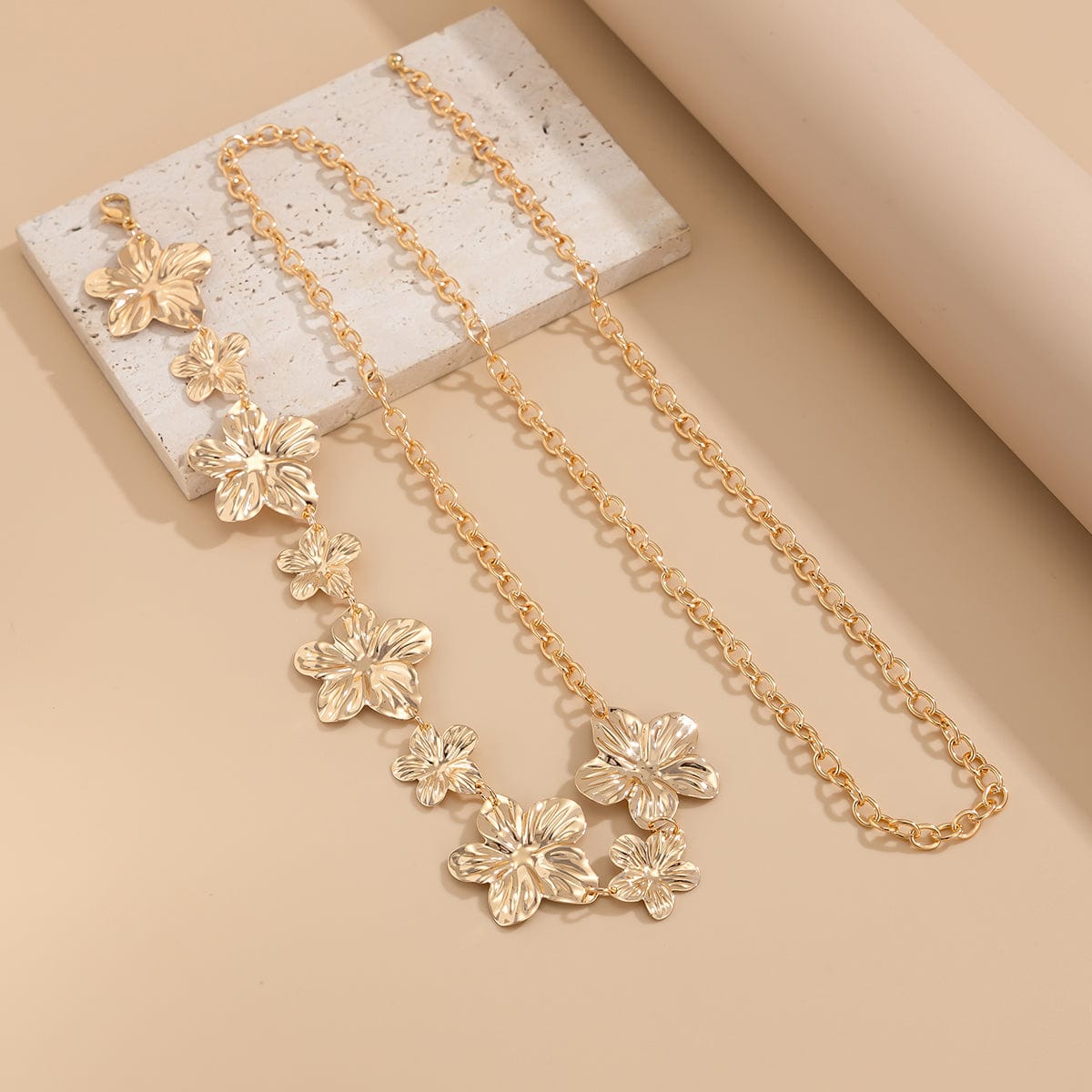 Trendy Gold Silver Plated Flower Waist Chain - ArtGalleryZen