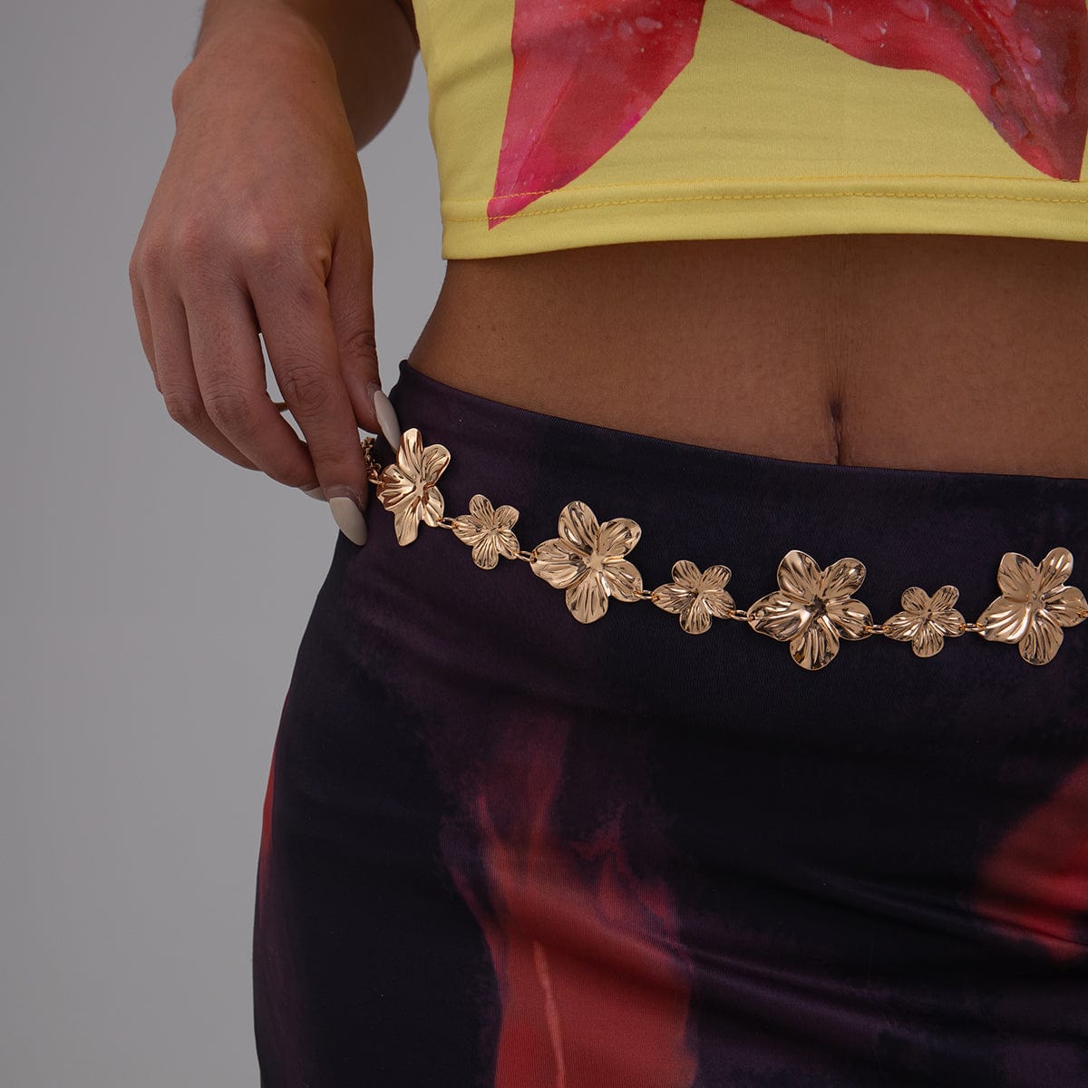 Trendy Gold Silver Plated Flower Waist Chain - ArtGalleryZen