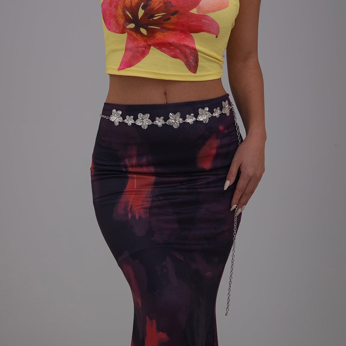 Trendy Gold Silver Plated Flower Waist Chain - ArtGalleryZen