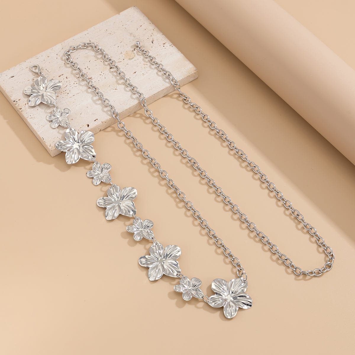 Trendy Gold Silver Plated Flower Waist Chain - ArtGalleryZen