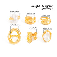 Thumbnail for Trendy Gold Tone Irregular Pearl Hoop Waterdrop Ring Set - ArtGalleryZen