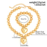 Thumbnail for Trendy Heart Pendant Ball Chain Bracelet Necklace Set - ArtGalleryZen