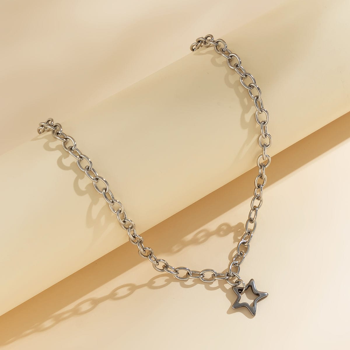 Trendy Hollow Star Pendant Cable Chain Necklace - ArtGalleryZen