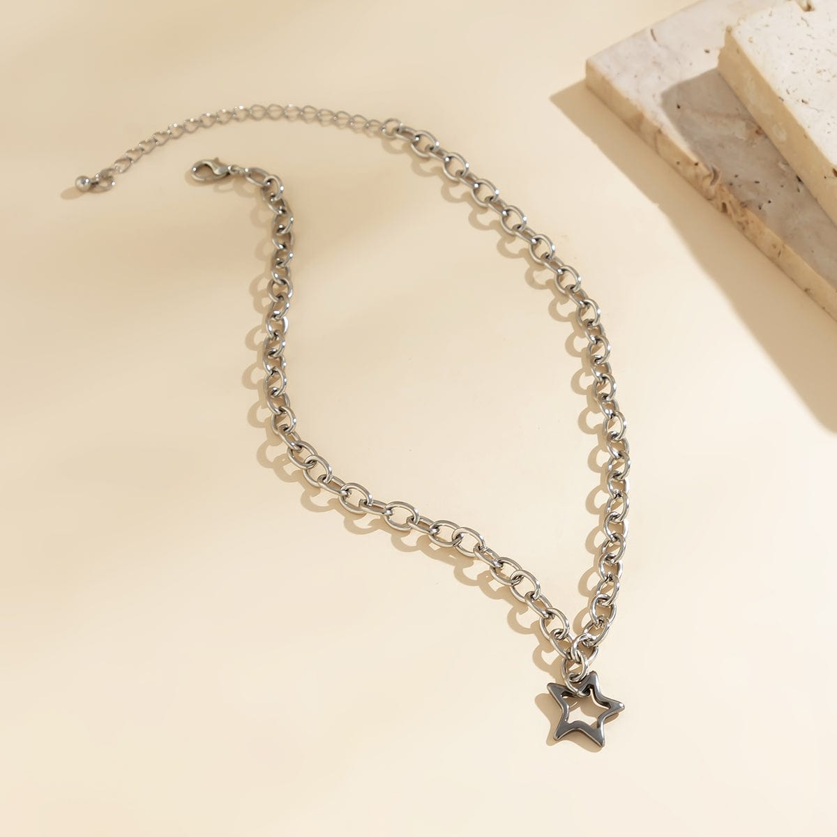 Trendy Hollow Star Pendant Cable Chain Necklace - ArtGalleryZen