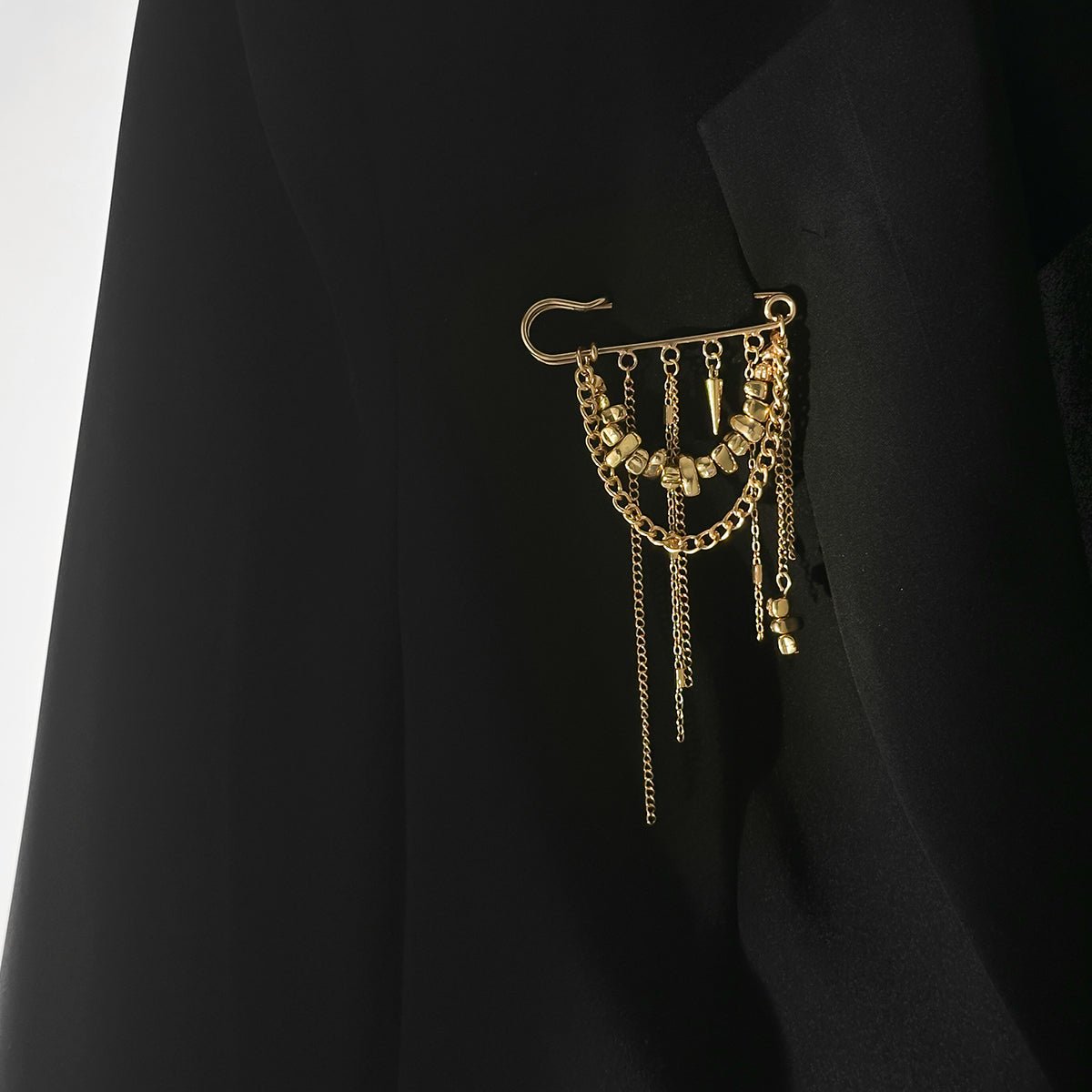 Trendy Irregular Beaded Tassel Pin Brooch - ArtGalleryZen