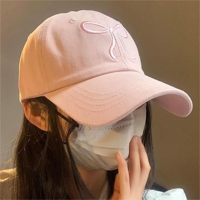 Trendy Korean Embroidered Bowknot Adjustable Baseball Cap - ArtGalleryZen