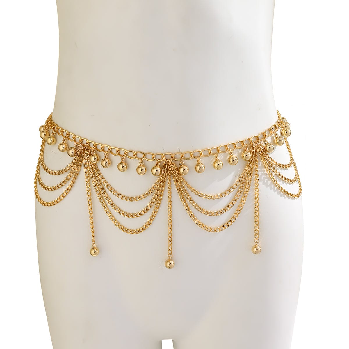 Trendy Layered Heart Star Butterfly Ball Tassel Curb Waist Chain - ArtGalleryZen