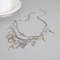 Thumbnail for Trendy Layered Hollow Star Tassel Crystal Stone Chain Necklace - ArtGalleryZen