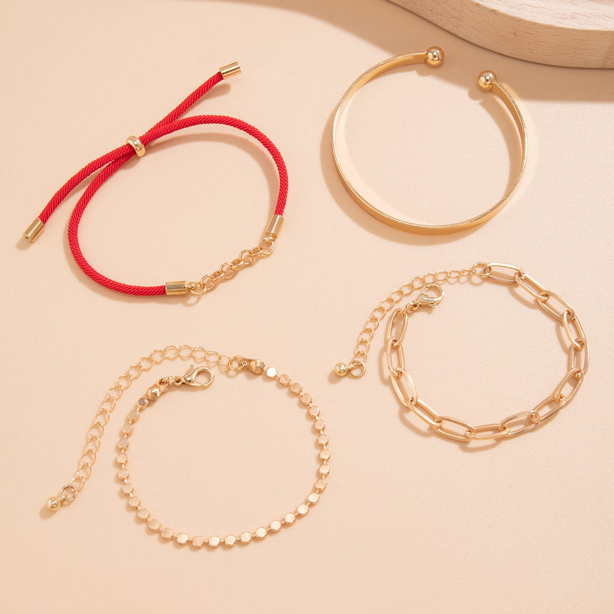 Trendy Layered Knotted String Cable Chain Bangle Bracelet Set - ArtGalleryZen