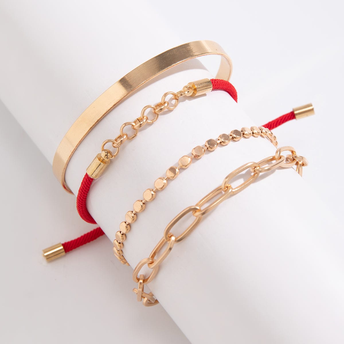 Trendy Layered Knotted String Cable Chain Bangle Bracelet Set - ArtGalleryZen