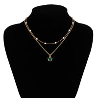 Thumbnail for Trendy Layered Enamel Five-Pedal Flower Pendant Chain Necklace Set - ArtGalleryZen
