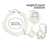 Thumbnail for Trendy Layered Pearl Chain Necklace Bracelet Earrings Set - ArtGalleryZen