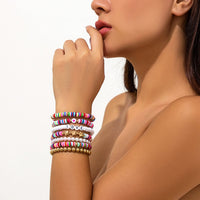 Thumbnail for Trendy Layered Polymer Clay Star Love Pearl Chain Stackable Bracelet Set - ArtGalleryZen