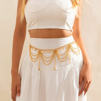 Thumbnail for Trendy Layered Relief Coin Tassel Curb Waist Chain - ArtGalleryZen