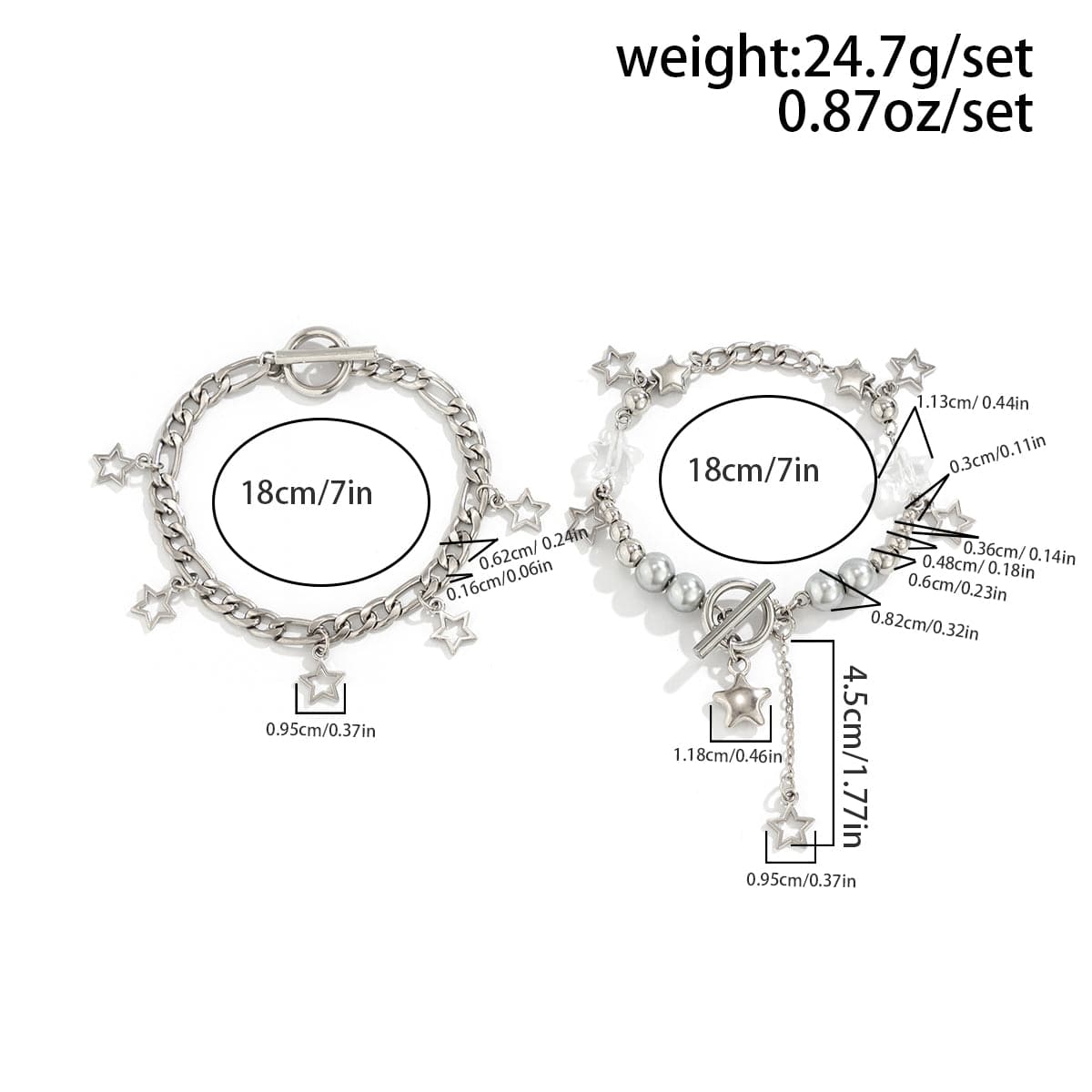 Trendy Layered Toggle Clasp Star Pendant Tassel Bracelet Set - ArtGalleryZen