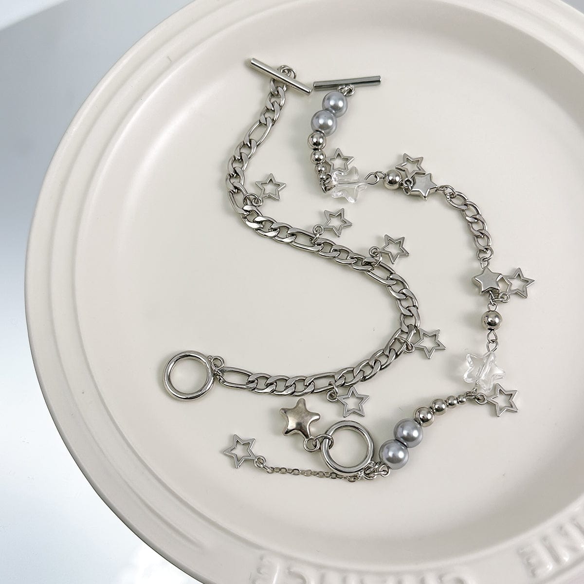 Trendy Layered Toggle Clasp Star Pendant Tassel Bracelet Set - ArtGalleryZen
