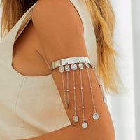 Thumbnail for Trendy Relief Coin Tassel Saturn Chain Open Arm Cuff - ArtGalleryZen