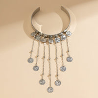 Thumbnail for Trendy Relief Coin Tassel Saturn Chain Open Arm Cuff - ArtGalleryZen