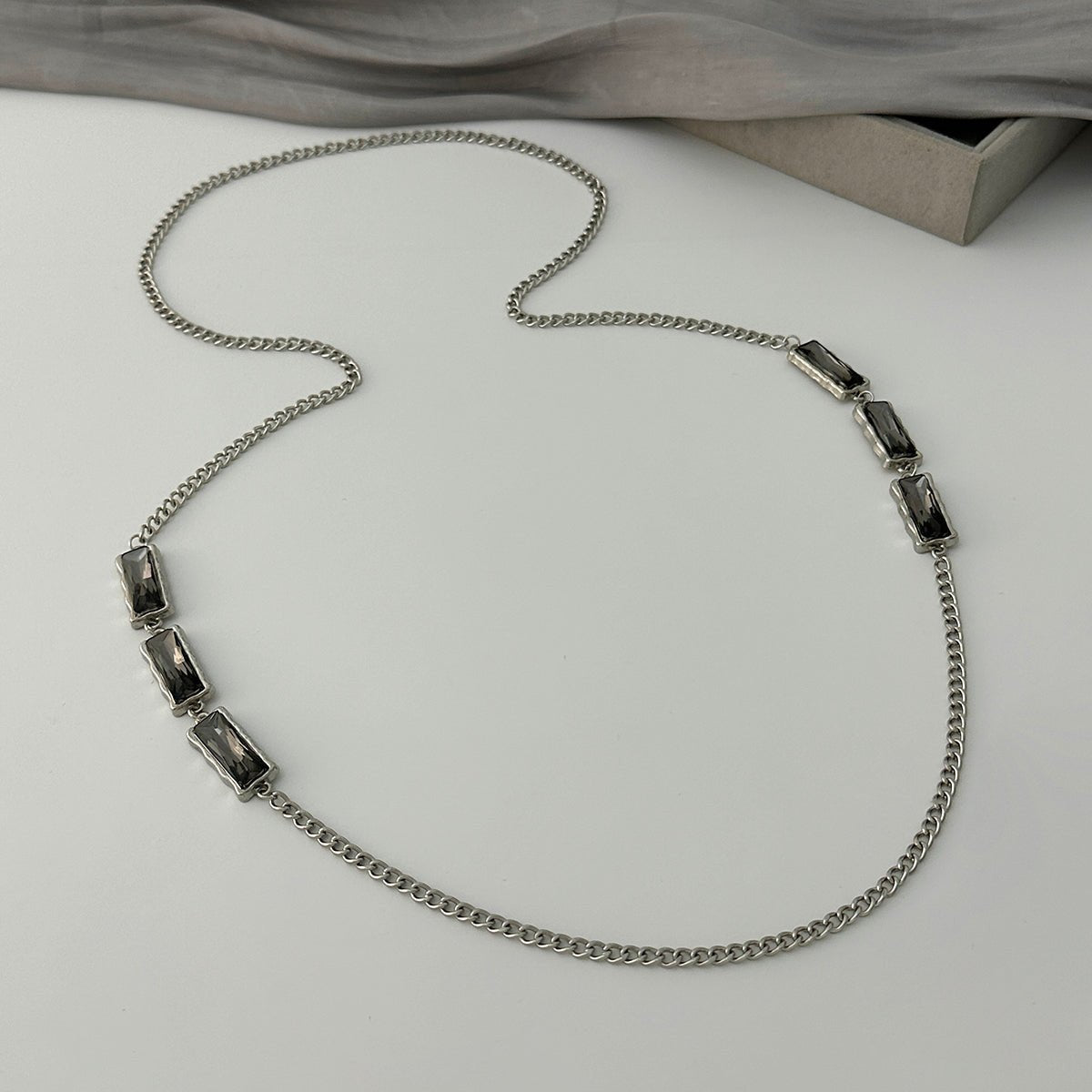 Trendy Rhinestone Long Chain Necklace - ArtGalleryZen
