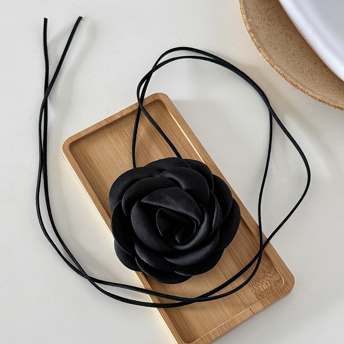 Trendy Satin Texture Flower Velvet Cord String Necklace - ArtGalleryZen