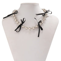 Thumbnail for Trendy Silver Tone Bowknot Ribbon Choker Necklace - ArtGalleryZen