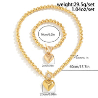 Thumbnail for Trendy Toggle Clasp Heart Pendant Ball Chain Bracelet Necklace Set - ArtGalleryZen