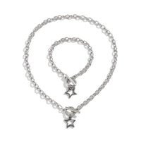 Thumbnail for Trendy Toggle Clasp Hollow Star Pendant Cable Chain Necklace Bracelet Set - ArtGalleryZen