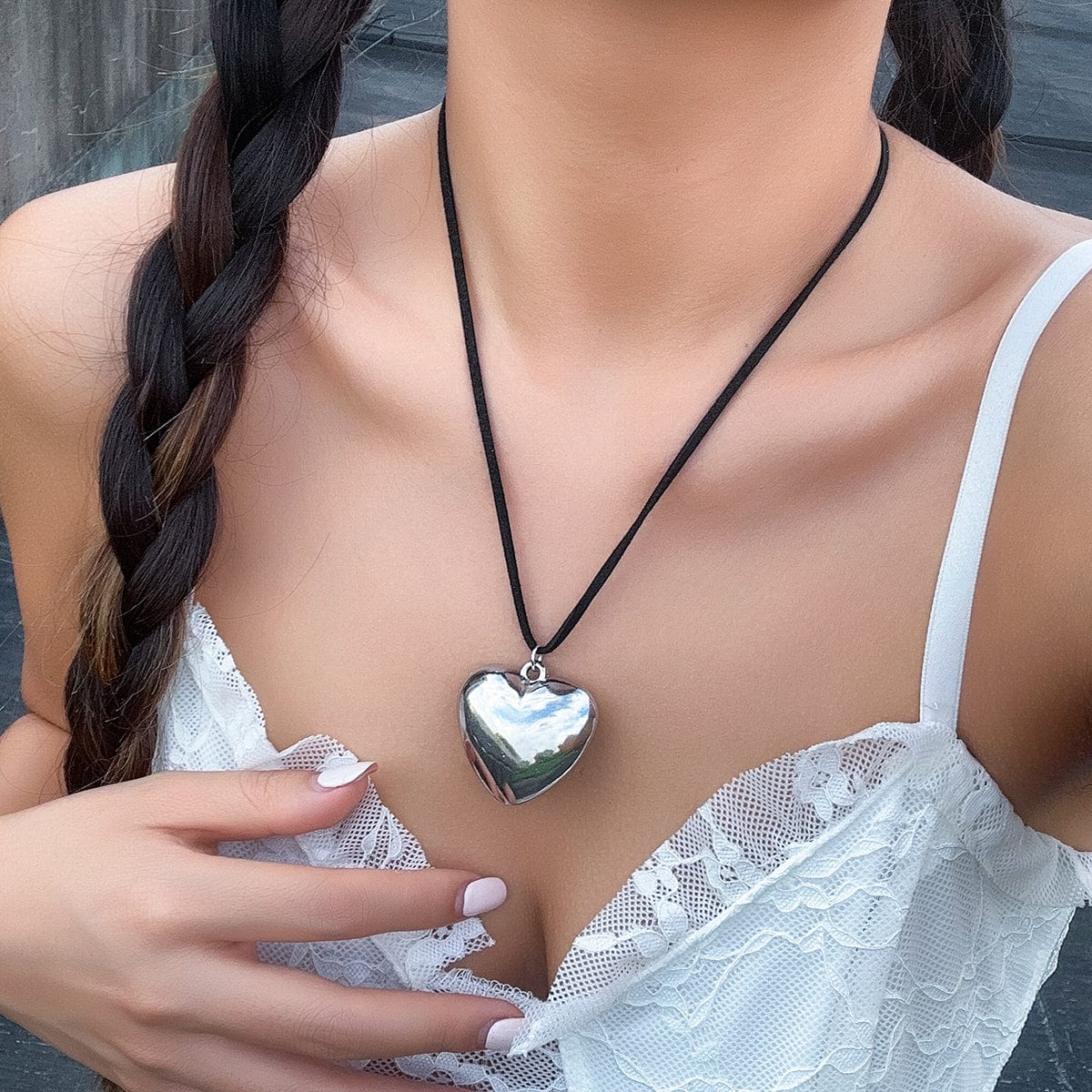 Velvet Cord String Heart Pendant Necklace - ArtGalleryZen