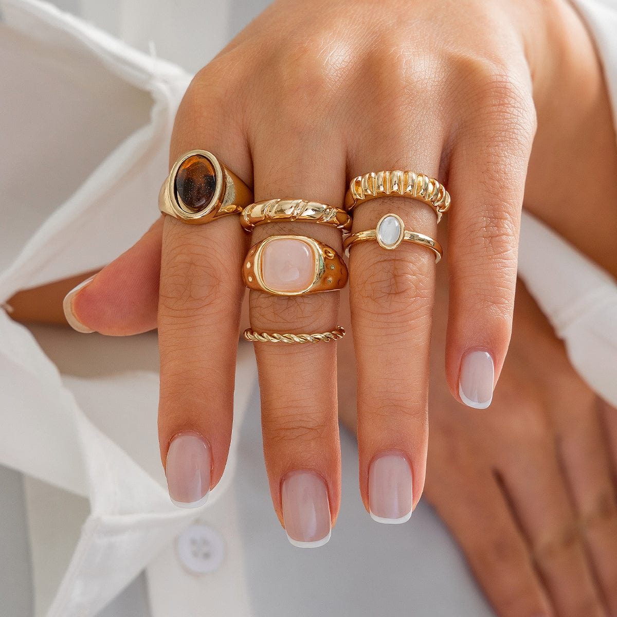 Set Online Buy Gold Ring Shop Metallic Gold Assorted Finger Ring