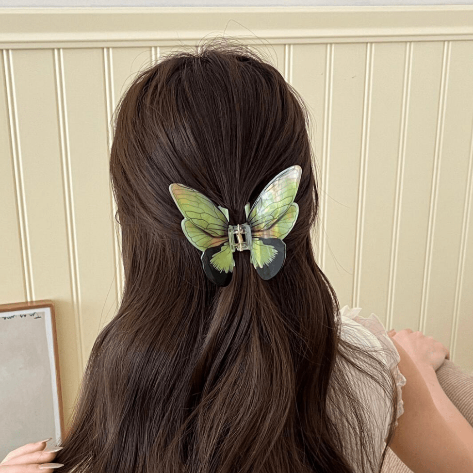 Vivid Green Butterfly Acrylic Hair Claw Hair Clip - ArtGalleryZen